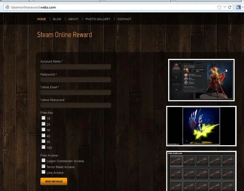 DotA 2 phishing page luring victims with promises of in-game rewards