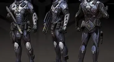 Concept art shows off the arsenal of high-tech weaponry found in Cliff Bleszinski's upcoming Project BlueStreak