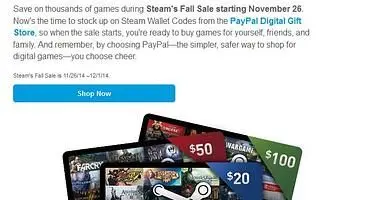 Paypal email reveals the Steam Autumn Sale will begin November 26
