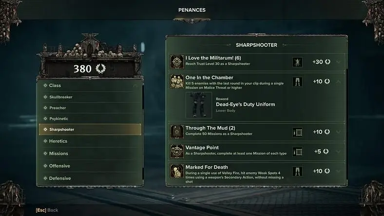 Warhammer 40,000 Darktide One in the Chamber Sharpshooter Penance Guide