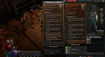 Diablo 4's Eyes in the Dark Armor and Its Modifiers for Rogue Class