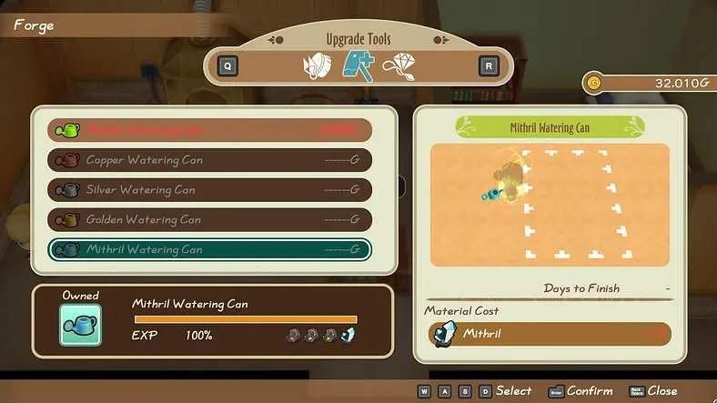 STORY OF SEASONS: Friends of Mineral Town Forge and Tool Guide