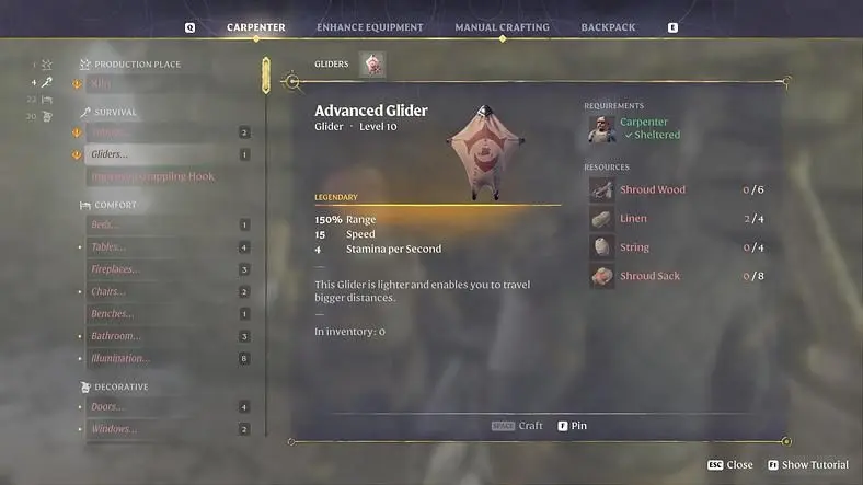 How to Craft the Glider in Enshrouded
