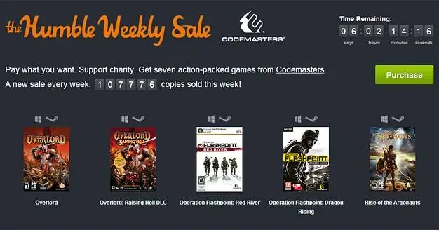 Humble Weekly Sale from Codemasters with DiRT, Overlord and Operation Flashpoint