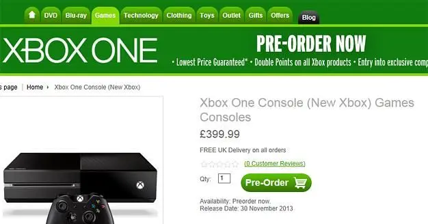 Retailer Zavvi prices Xbox One at £399.99
