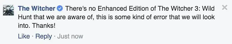 The Witcher 3: Wild Hunt Enhanced Edition leaked, denied by official Twitter feed