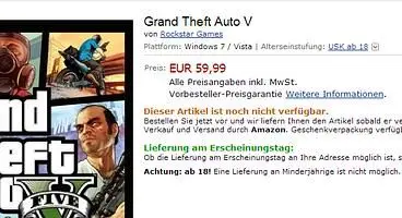 Amazon France and Germany both list Grand Theft Auto V for PC