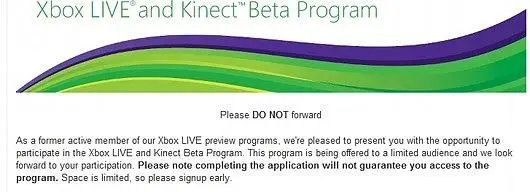 Rumour: Beta invitations for Kinect and Xbox Live from Microsoft?