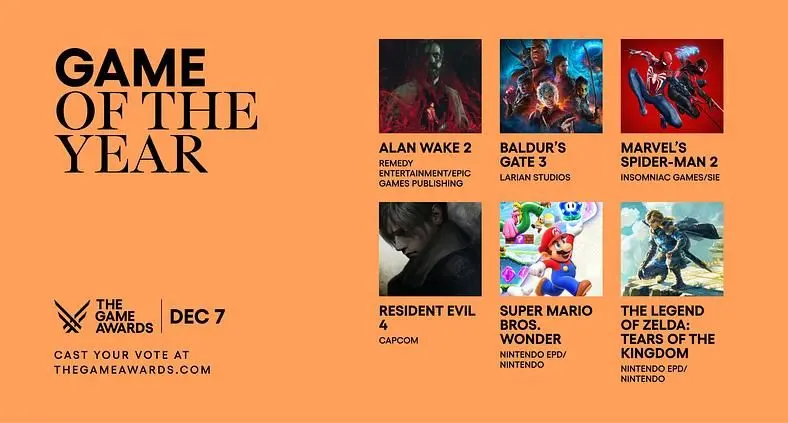 The Game Awards 2023 - Alan Wake 2 and Baldur’s Gate 3 score most nominations