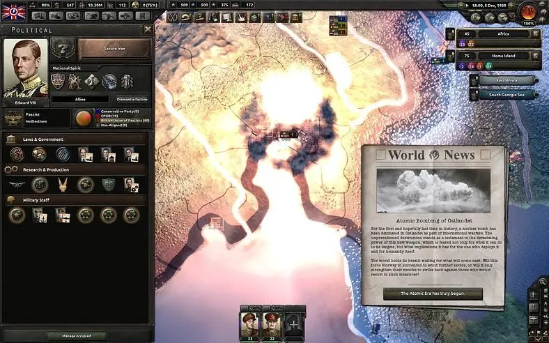 Hearts of Iron IV developer diary talks about nuclear weapons
