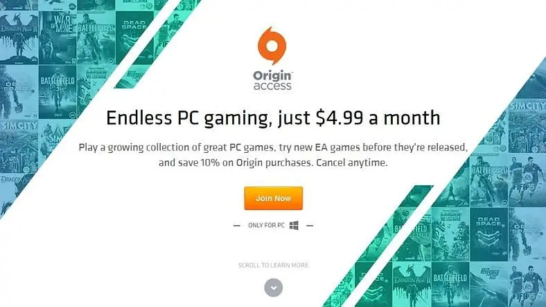 EA announces PC subscription service via Origin Access