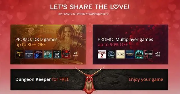 GOG.com celebrates Valentines with free Dungeon Keeper, up to 90% off games