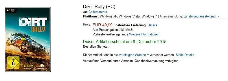 DiRT Rally may be leaving Steam Early Access for store shelves on December 8