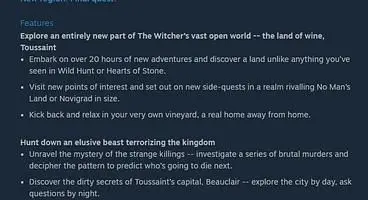 The Steam page for The Witcher 3's final DLC accidentally leaks details and release date