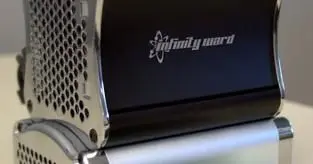 Infinity Ward release shot of Xi3 micro PC bearing studio's logo
