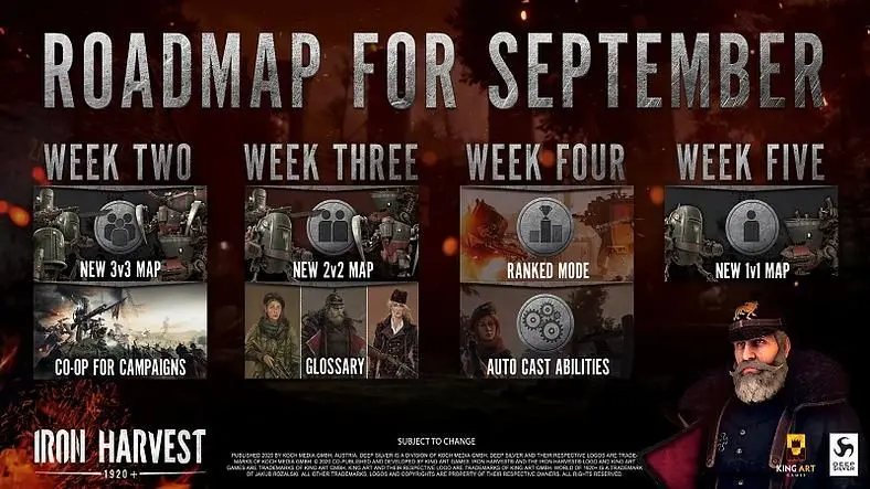Iron Harvest Roadmap - September Brings Co-op, New Maps and Ranked Mode
