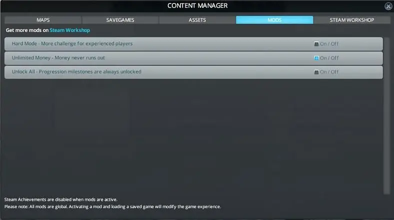 Cities: Skylines Cheats - Money, Developer UI