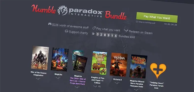 Humble Paradox Bundle with over $200 "worth of awesome stuff"