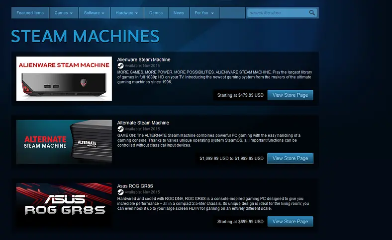 Valve adds Steam Machines to the Steam storefront