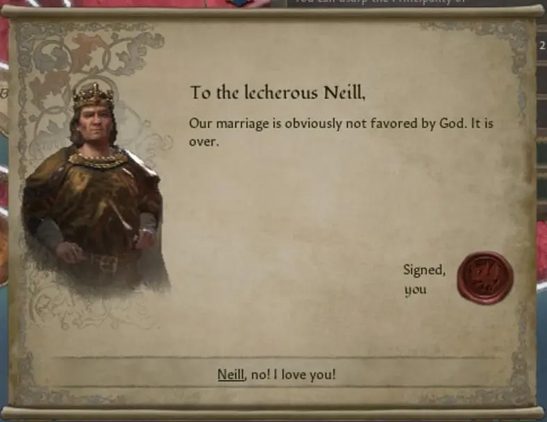 Crusader Kings 3 Character Somehow Marries and Divorces Himself