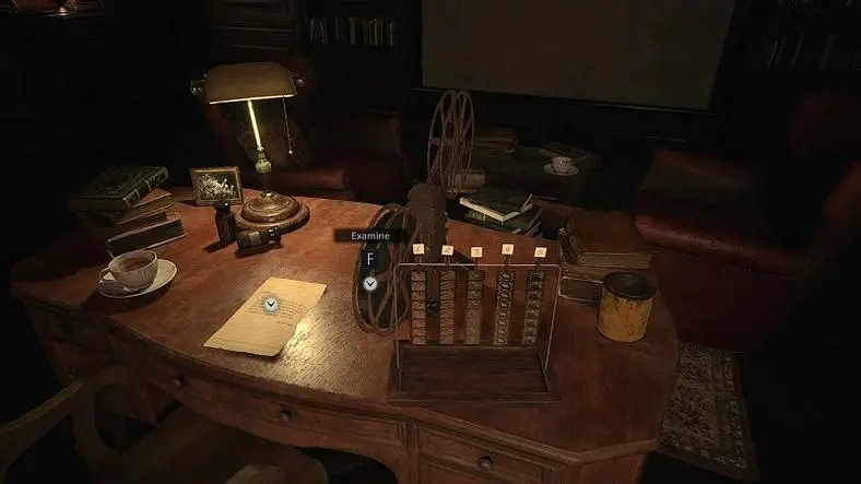 Resident Evil Village House Beneviento Film Projector Puzzle - Arranging the Film Strips in the Study
