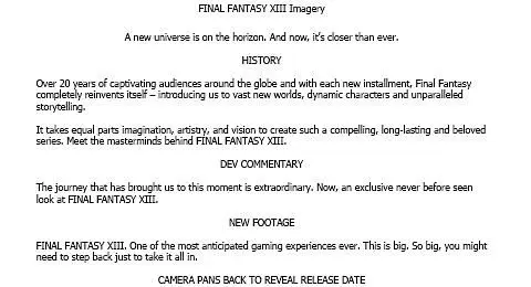 Final Fantasy XIII ad casting call shows Square revealing US date