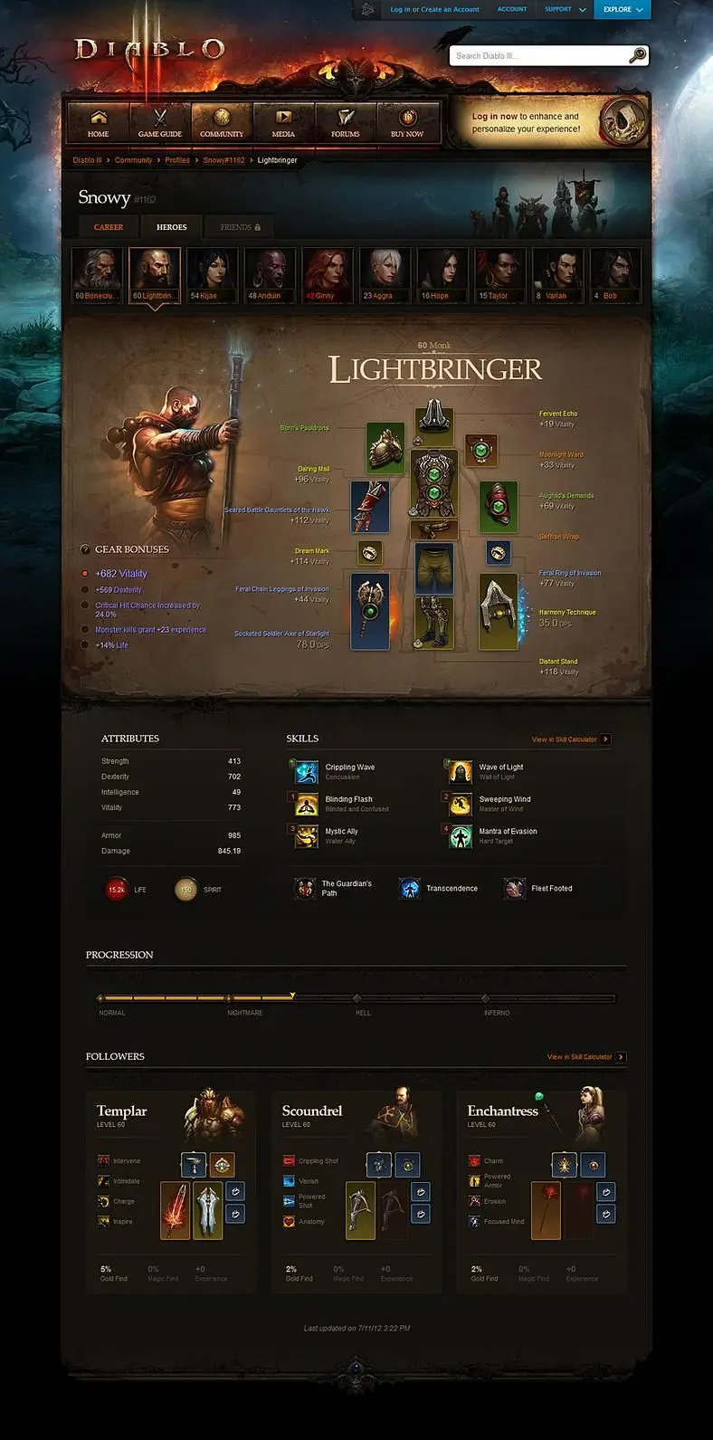 Blizzard switch on Diablo III character profiles