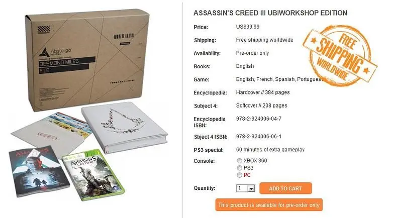 UbiWorkshop Edition of Assassin's Creed 3 coming to PC as well
