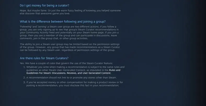 Steam Curators must disclose paid-for recommendations