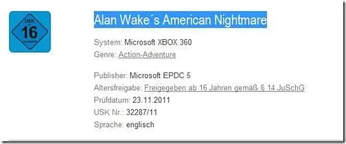 Alan Wake: Night Springs now "American Nightmare"?