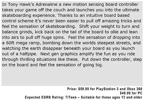 Rumour-mill: A Tony Hawk's "off the couch" skateboard controller?