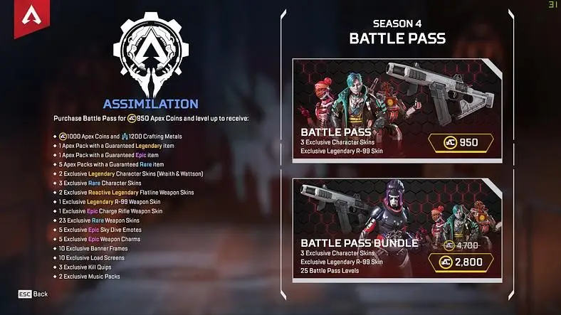 Apex Legends Season 4 Battle Pass Price - How Much Does It Cost?