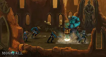 Moonfall is a fantasy beat-em-up in the style of Golden Axe
