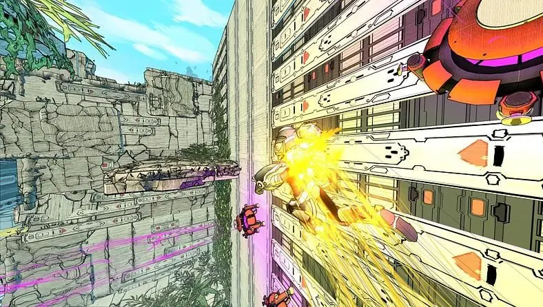The sky's the limit in this fast-paced platforming score-chaser.