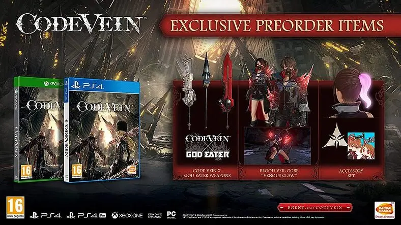 Code Vein Pre-order Items - Are the Venous Claw and God Eater bonuses available to buy as DLC?