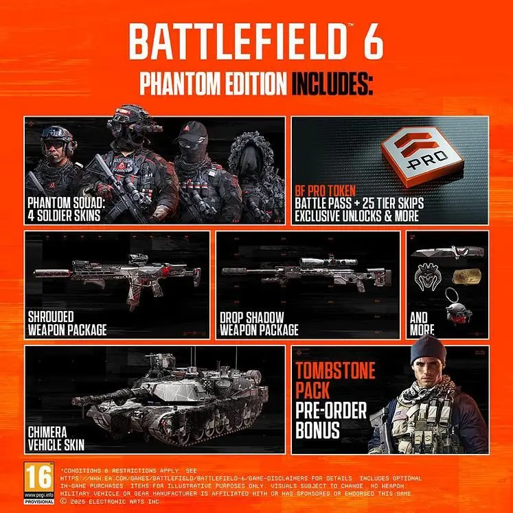 Battlefield 6 Phantom Edition and Tombstone Pack XP boosts disclosed ahead of launch