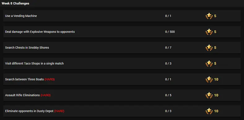 Fortnite Battle Royale - Week 8 Challenges Revealed