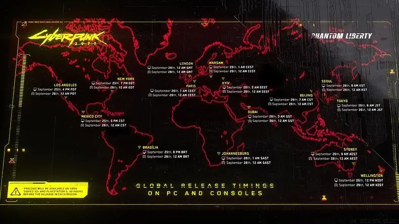 Here Are Cyberpunk 2077: Phantom Liberty's Global Release Times