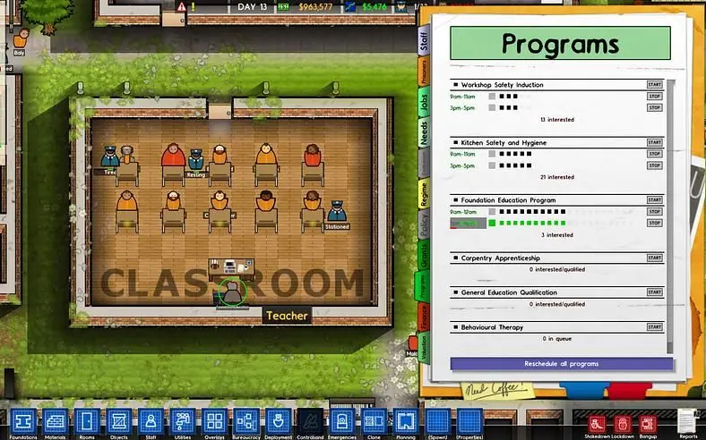 Prison Architect Alpha 18 introduces 'reform programs' for rehabilitation, tasers