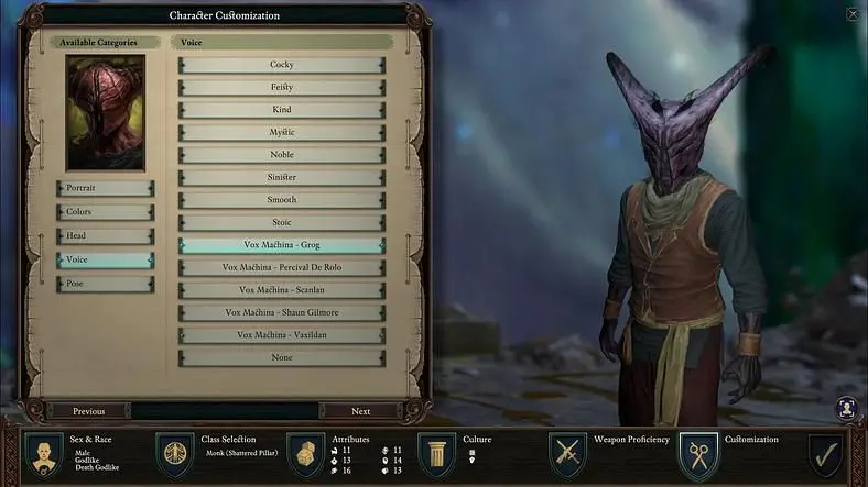 Pillars of Eternity 2: Deadfire - Character Creation