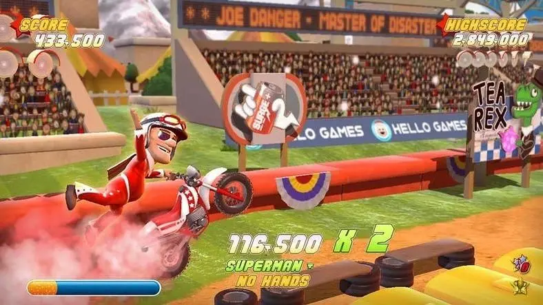 Stunt riding dare devil meets Mario via Tony Hawks Pro Skater.