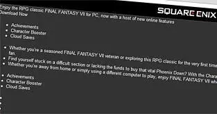 Rumour: Final Fantasy VII listed for Steam, achievements and cloud saves