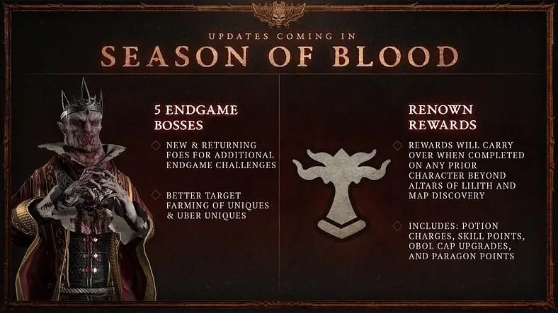 Diablo 4 Season 2 Release Date - Season of Blood's Start and End Dates