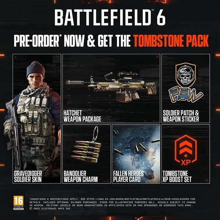 Battlefield 6 Phantom Edition and Tombstone Pack XP boosts disclosed ahead of launch