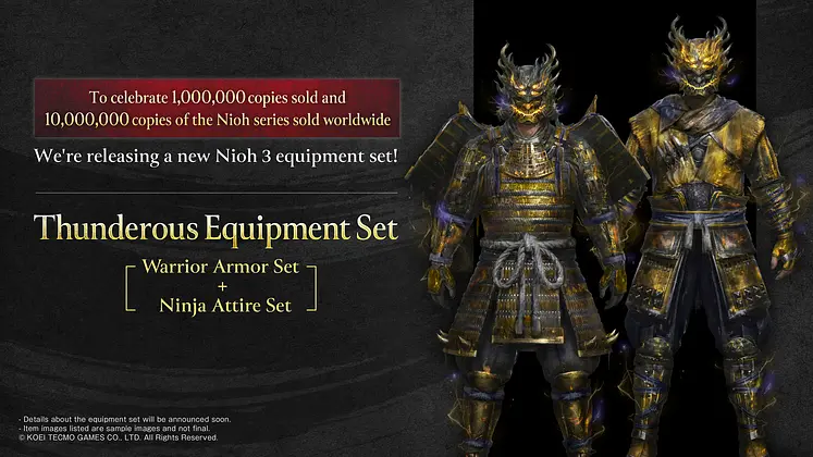Koei Tecmo to reward Nioh 3 players with free Thunderous Equipment Set following 1 million copies sold milestone