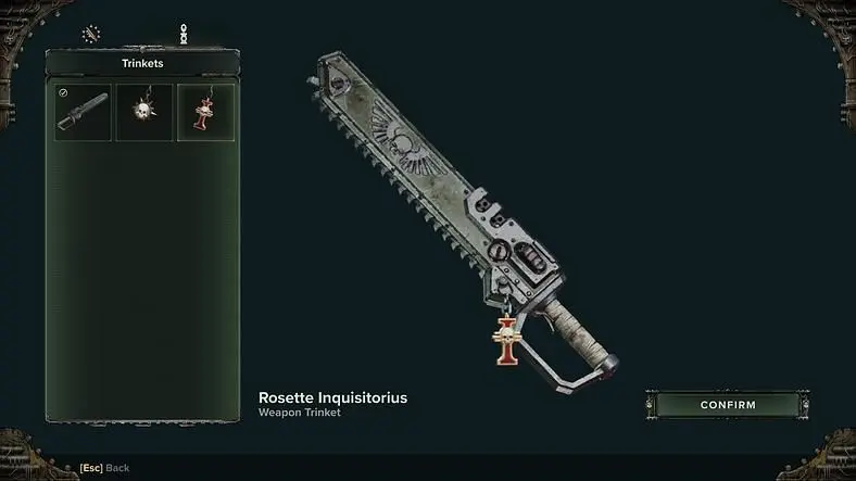 Warhammer 40,000: Darktide Trinkets - how to unlock and apply to weapons