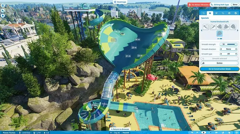 Planet Coaster 2 1.1.0 update – Enhanced flumes and pools improvements explained