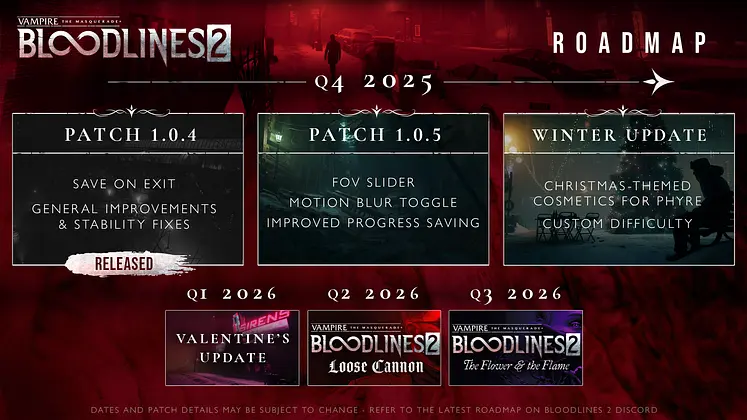Vampire: The Masquerade - Bloodlines 2 Patch Notes and Roadmap of Updates - Patch 1.0.4