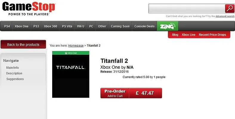 Report: GameStop putting up Titanfall 2 promotions