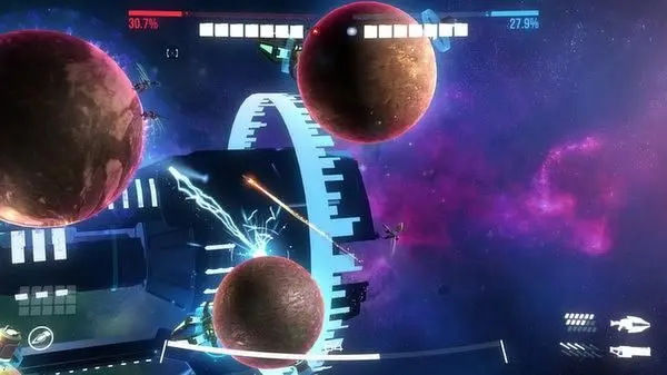 Hyper-kinetic mech on mech combat goes interplanetary with style. 